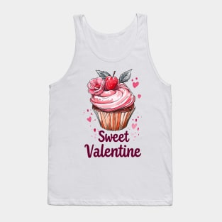 Sweet Valentine Heart Cupcake: Pop Art Pink, Orange, Green Tank Top